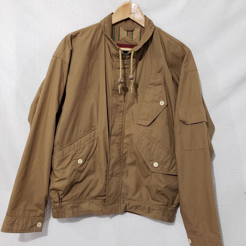 Oakton  Khaki Beige  Zip Men's Light Coat Jacket Lined Bomber style S